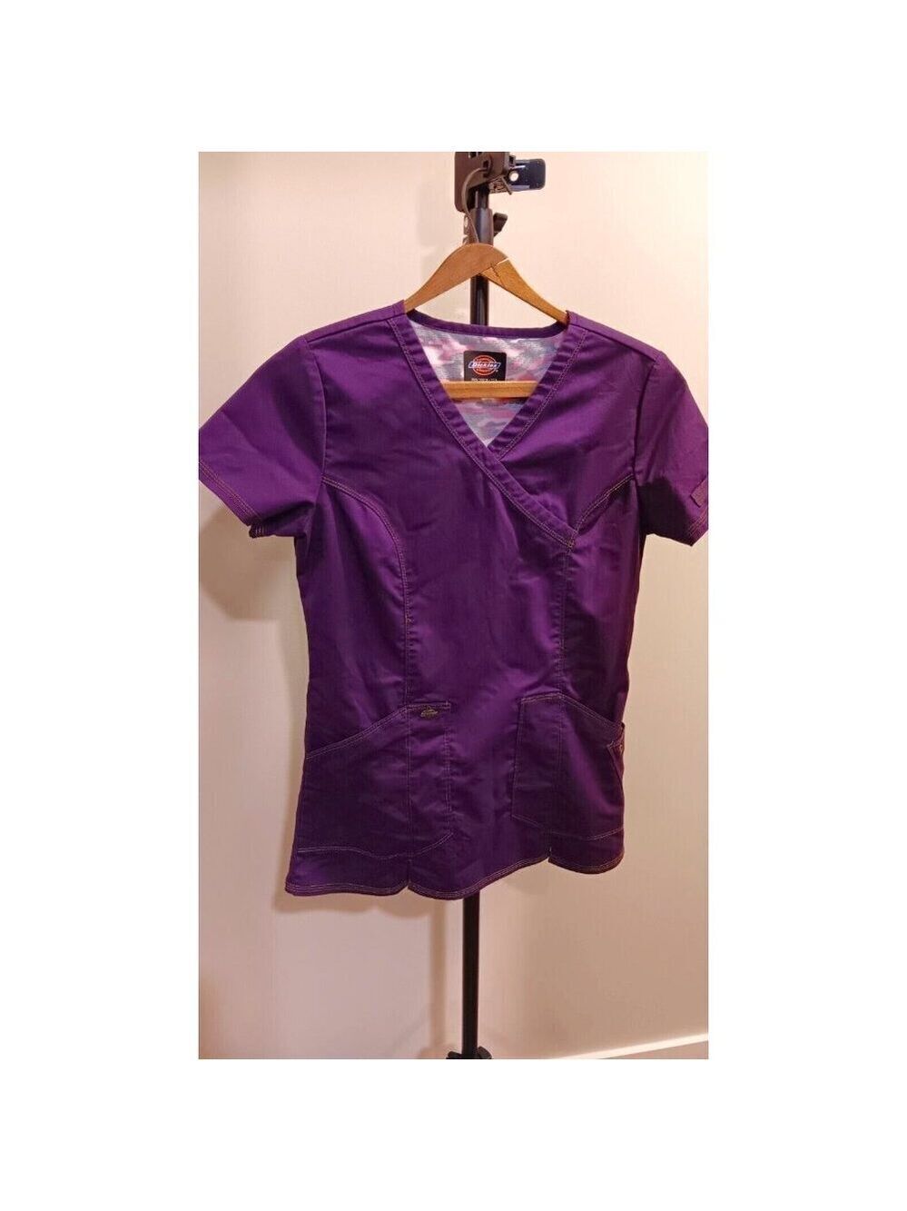XXS Dickies Womens Scrub T-shirt Purple Scrubs V-Neck. See Photos